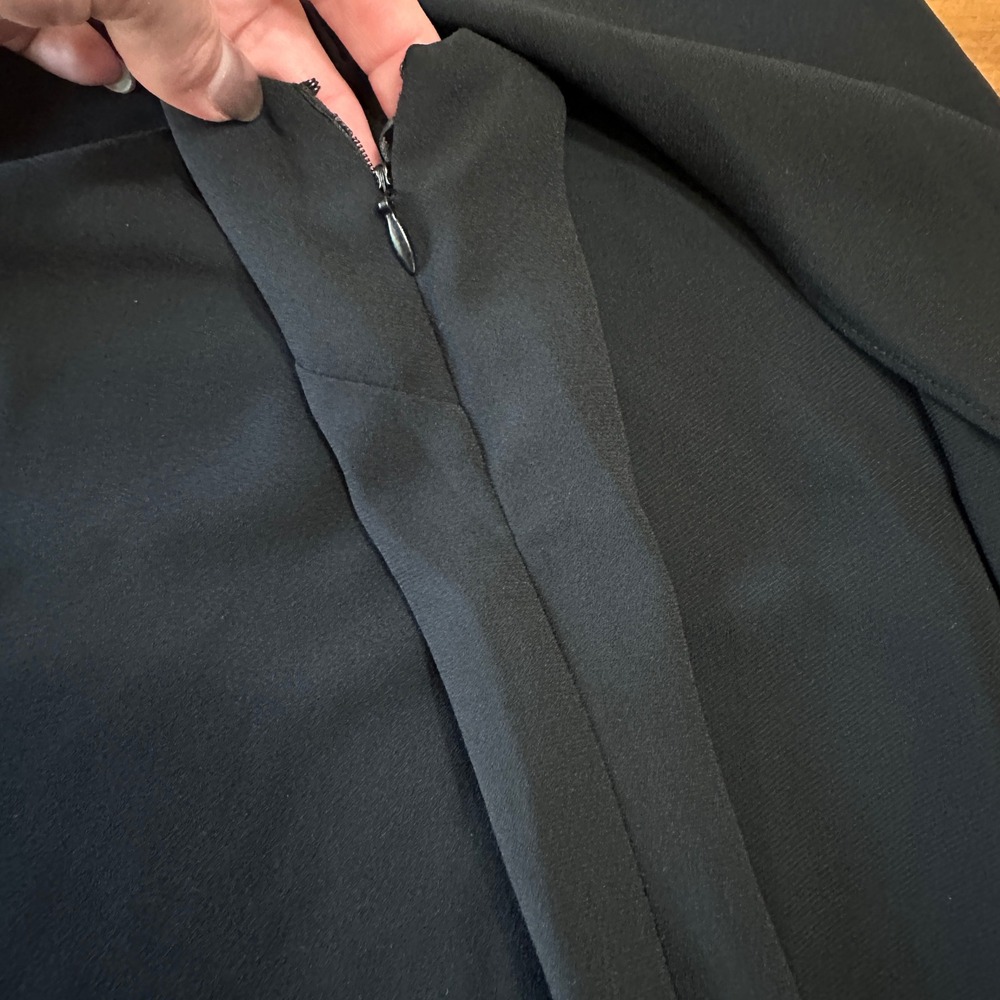 Lauren Ralph Lauren Cape Dress Crepe Women Size 8 Black Boat Neck Shift Mini - Picture 7 of 7
